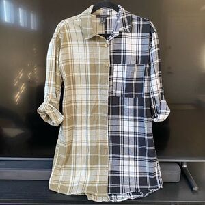 Forever 21 Plaid Button Down Long Sleeve Shirt, Size S